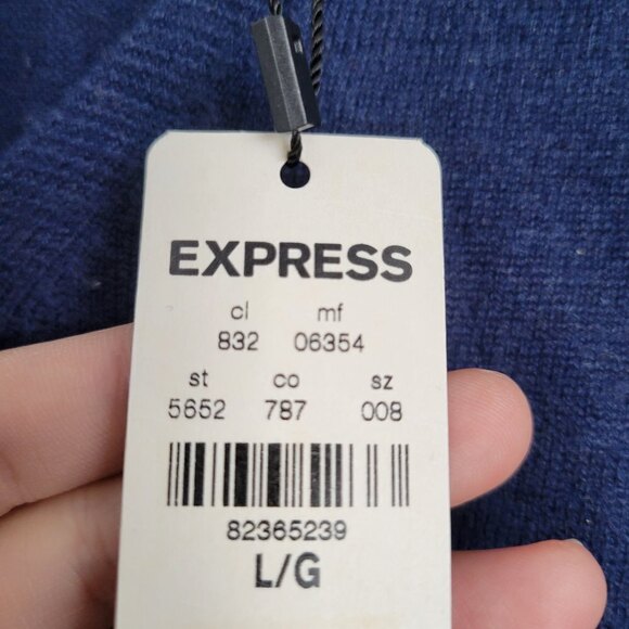 NEW Express Wool V Neck Long Sleeve Pullover Sweater Black Lace Shoulder Large - Picture 12 of 15